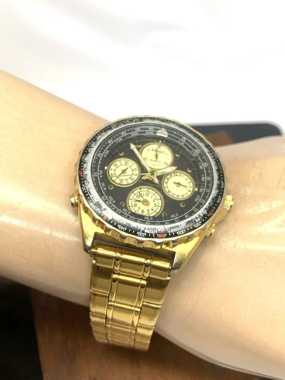 Seiko Flightmaster Mens Watch 7T34-6A09 Quartz Vintage Gold Stainless Steel 40mm